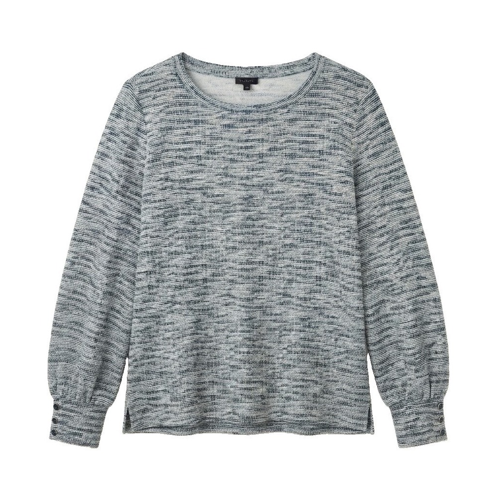 Talbots Women's Size XL Knit Pullover Top Textured Cotton Green Long Sleeve